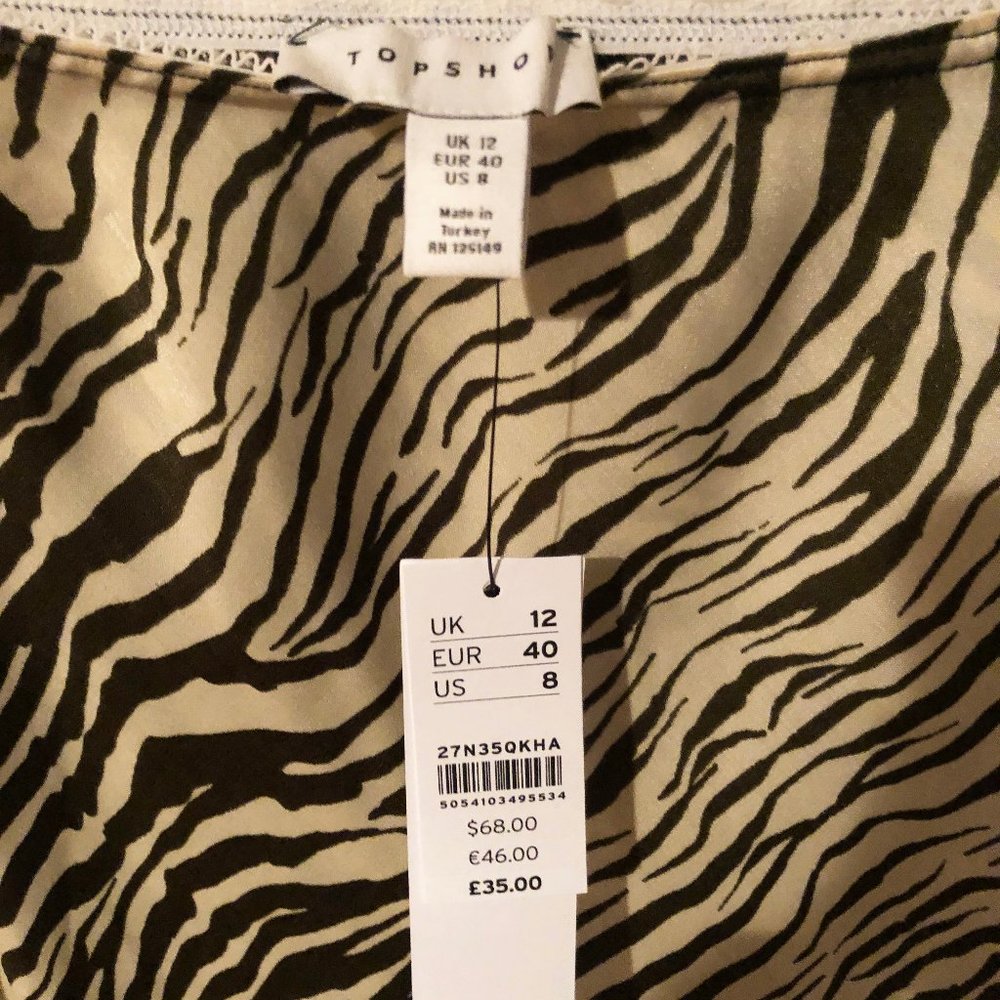 Zebra Satin Midi Skirt